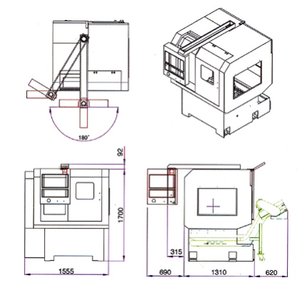 CNC Multi-Slide Automatics LNA-36T, LNA-42T (LNA-36T, LNA-42T) - Machine Dimensions